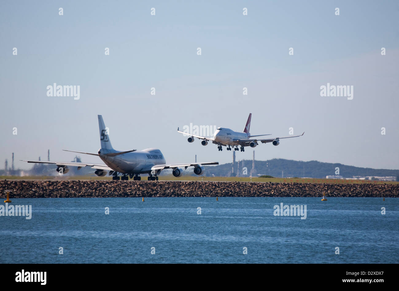 Jet Aircraft taking off and landing at Kingsford Smith Airport Sydney Australia Stock Photo