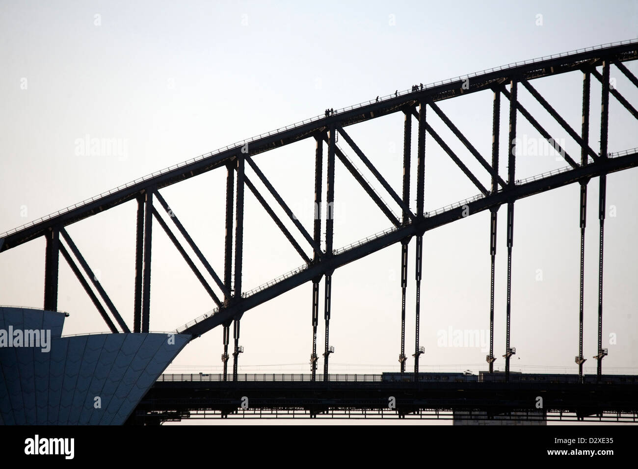 Silhouette of the Sydney Opera House and Harbour Bridge Sydney Australia Stock Photo