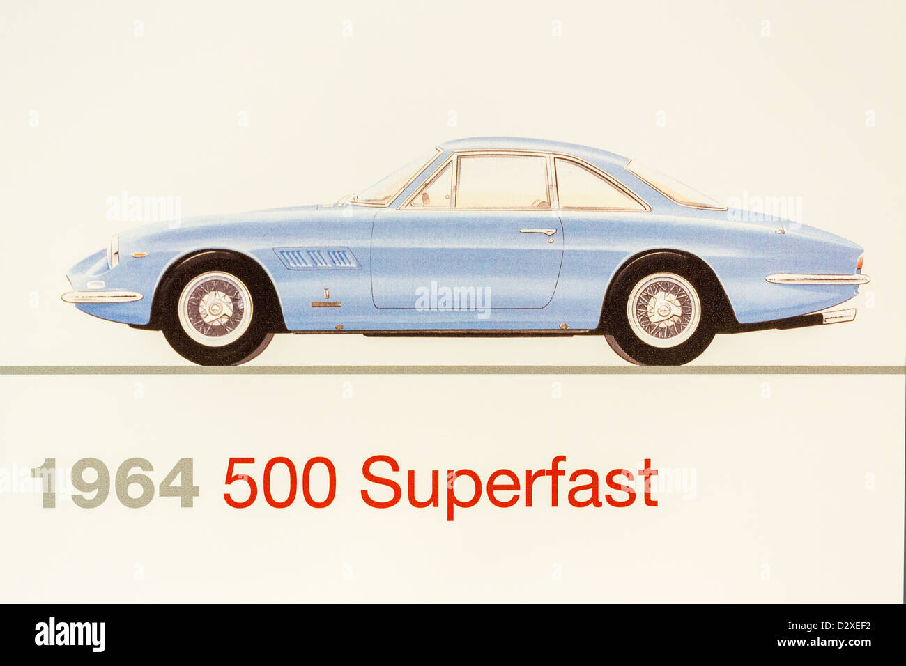 Graphic representation of a 1964 Ferrari 500 Superfast, Ferrari Museum, Maranello, Italy Stock Photo