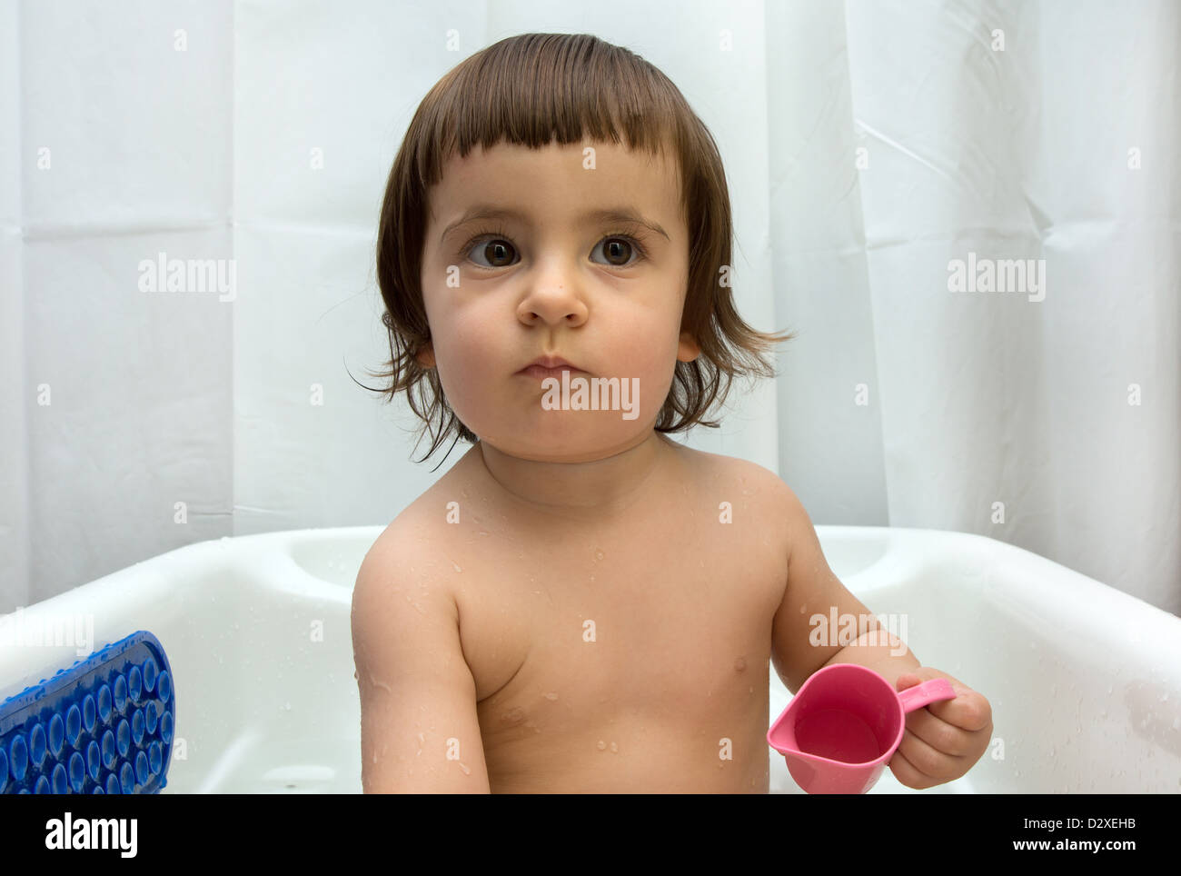 Child in the bathroom Stock Photo