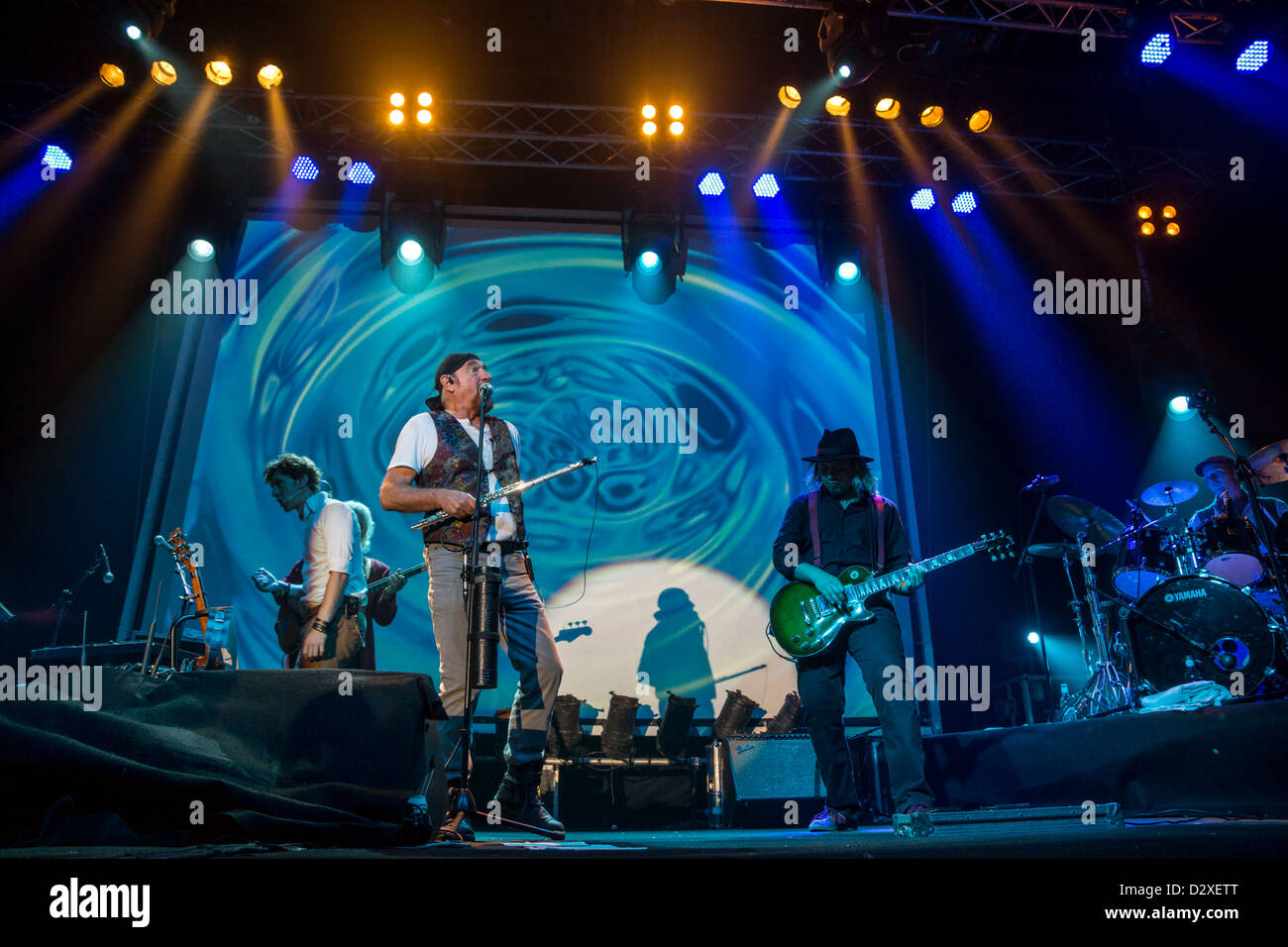 Flutist and singer Ian Anderson, of Jethro Tull fame, performs in Tel