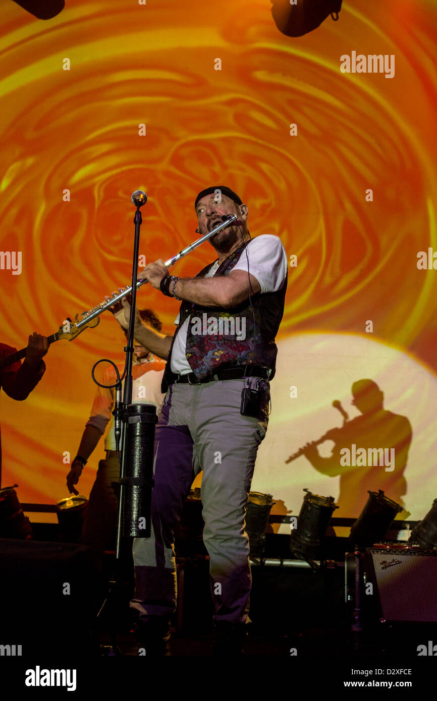 Flutist and singer Ian Anderson, of Jethro Tull fame, performs in Tel