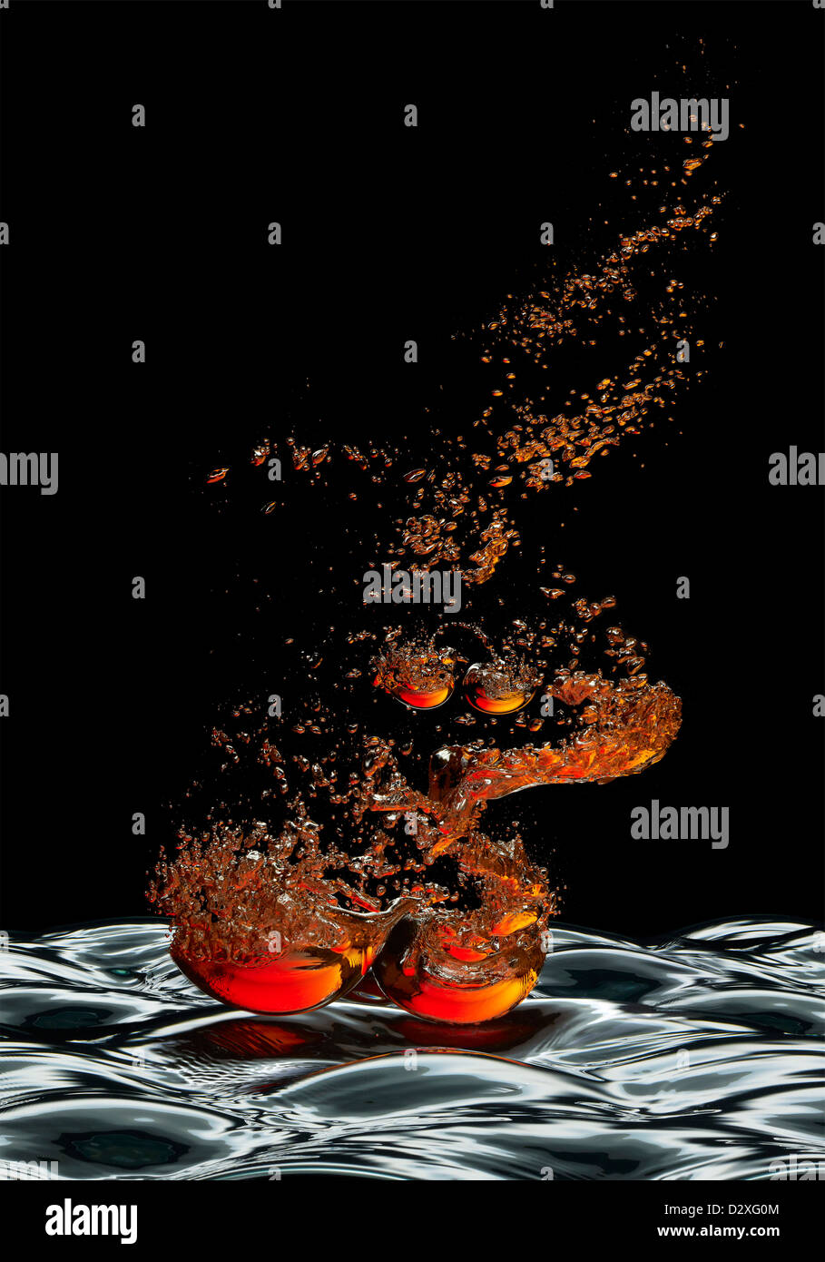 Red and orange water bubbles Stock Photo