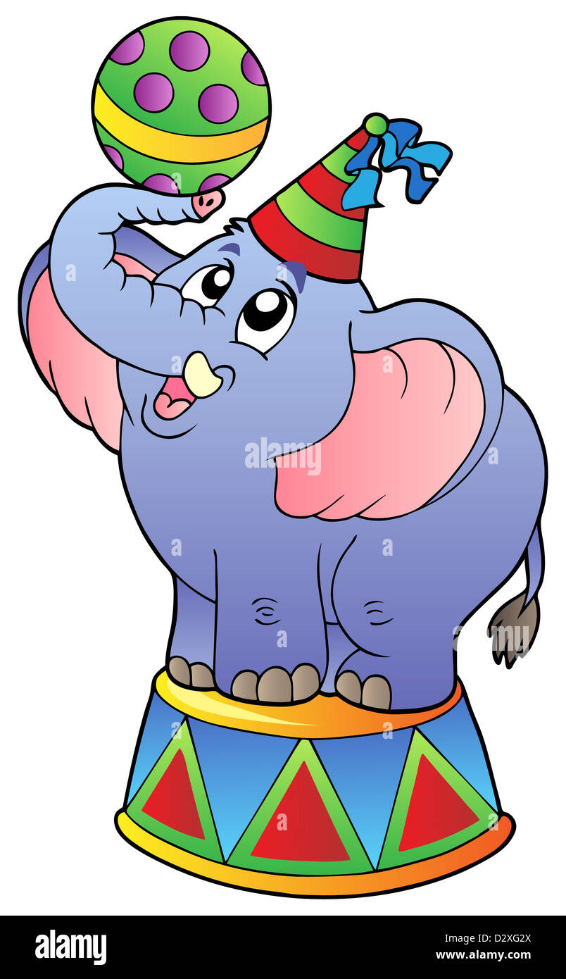 Cartoon circus elephant - isolated illustration Stock Photo - Alamy
