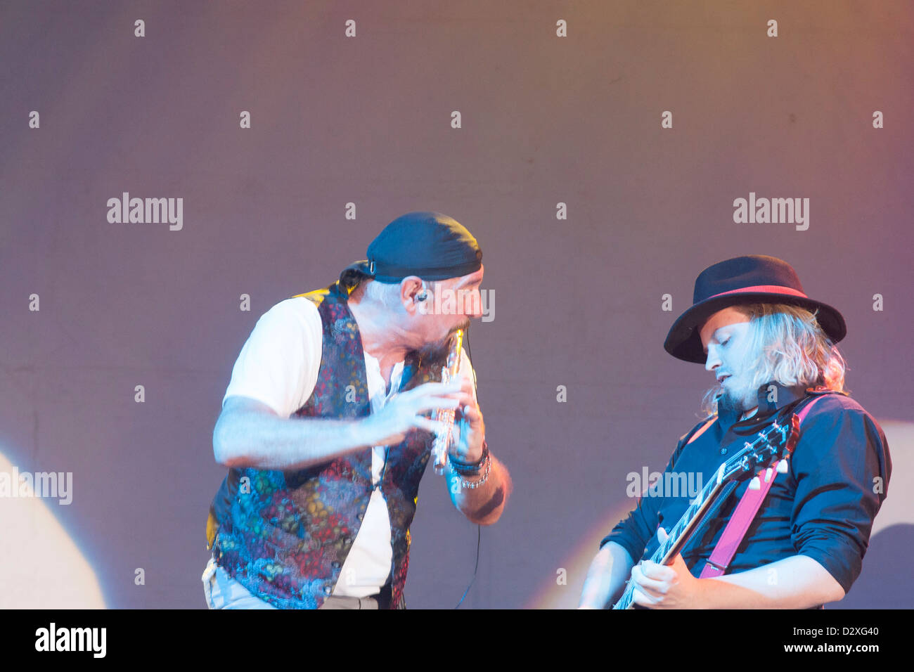 Flutist and singer Ian Anderson, of Jethro Tull fame, with his