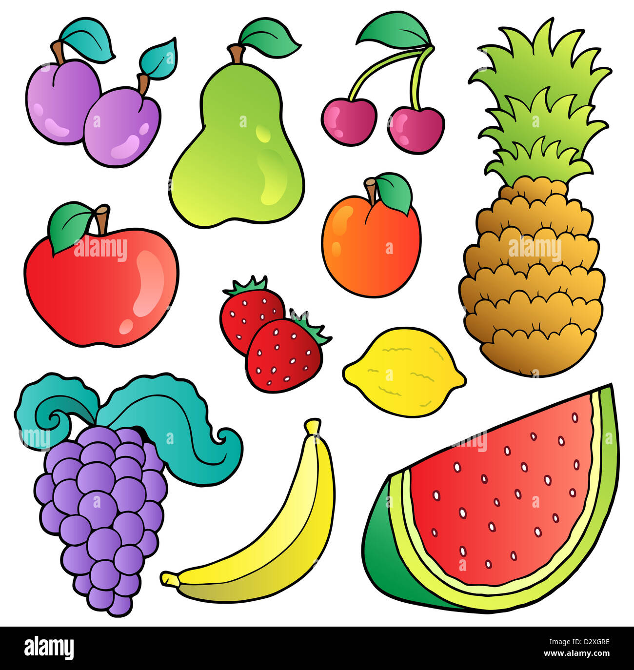 Fruits images collection isolated illustration Stock Photo Alamy