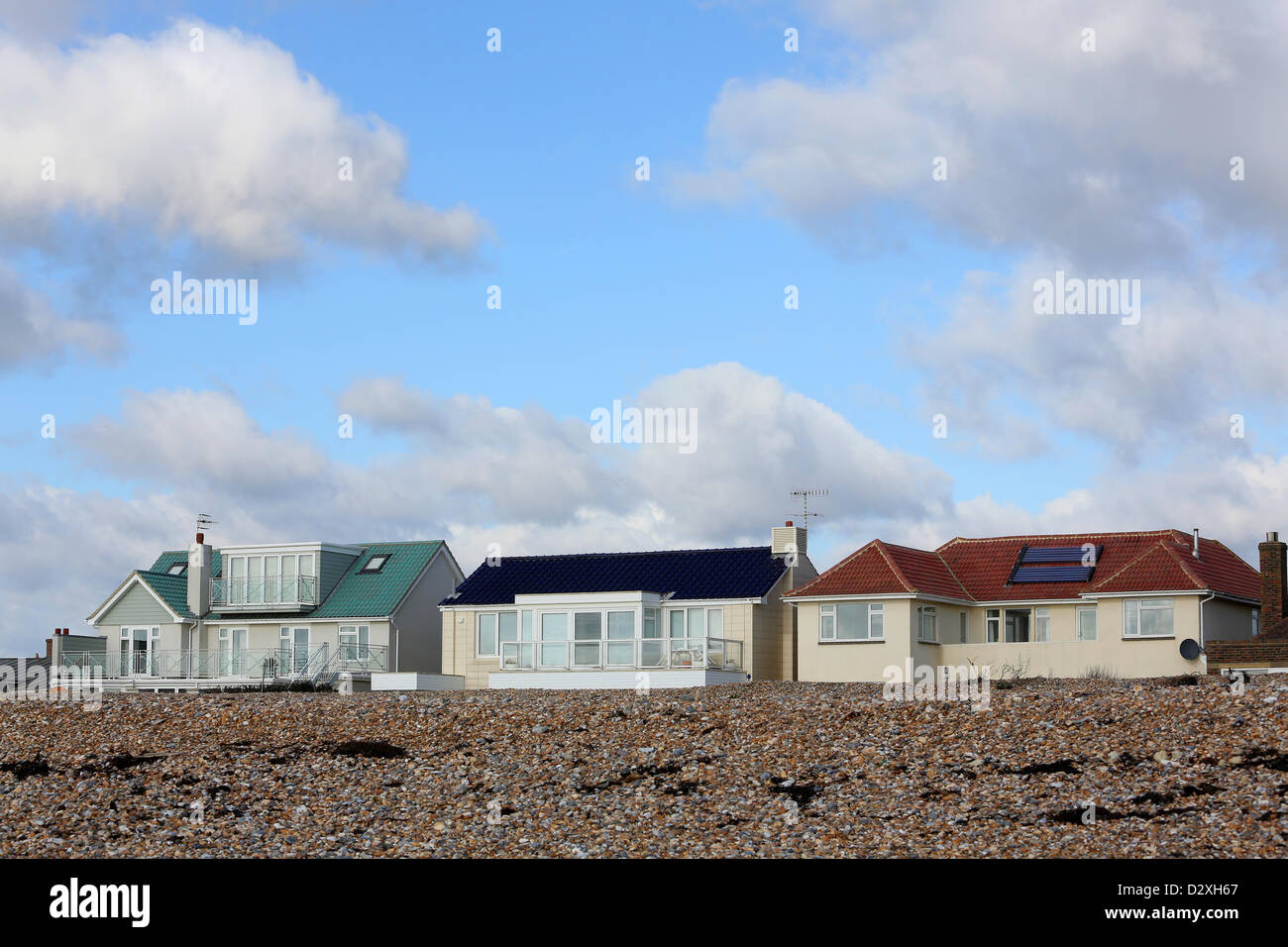 The pebbly Shoreham by Sea Beach in West Sussex with it exclusive £1million on Old Fort Road