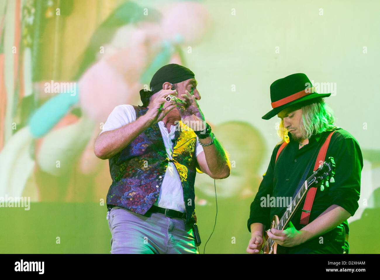 Flutist and singer Ian Anderson, of Jethro Tull fame, with his