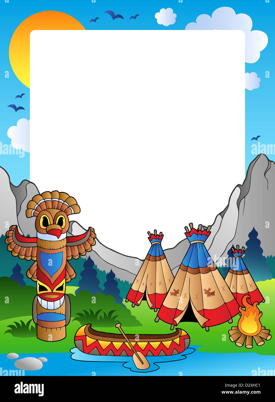 Frame with Indian village thematic illustration Stock Photo Alamy