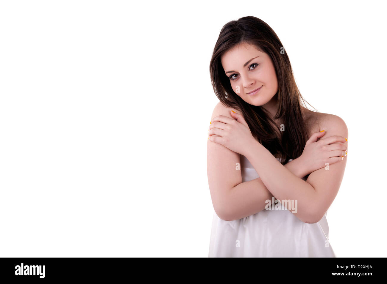 Gorgeous smiling girl isolated on white background studio shot Stock ...