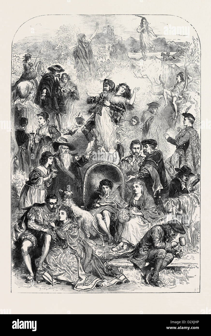 THE SCOTT CENTENARY: A DREAM OF THE WAVERLEY NOVELS 1871 Stock Photo