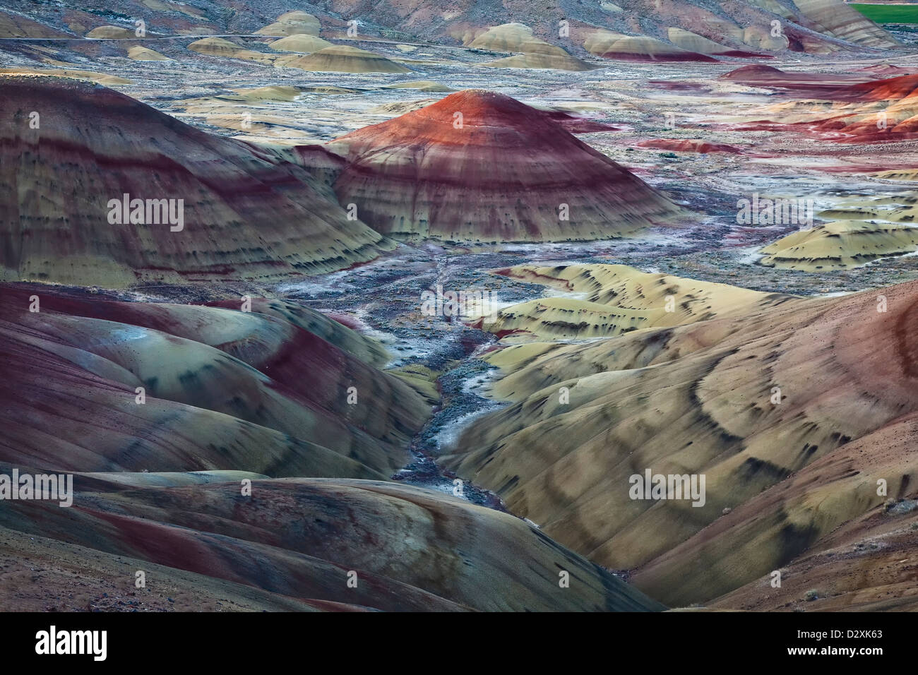View of Painted Hills in Oregon Stock Photo