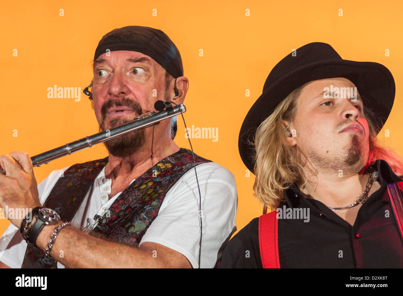 Closeup portrait of Flutist and singer Ian Anderson, of Jethro Tull