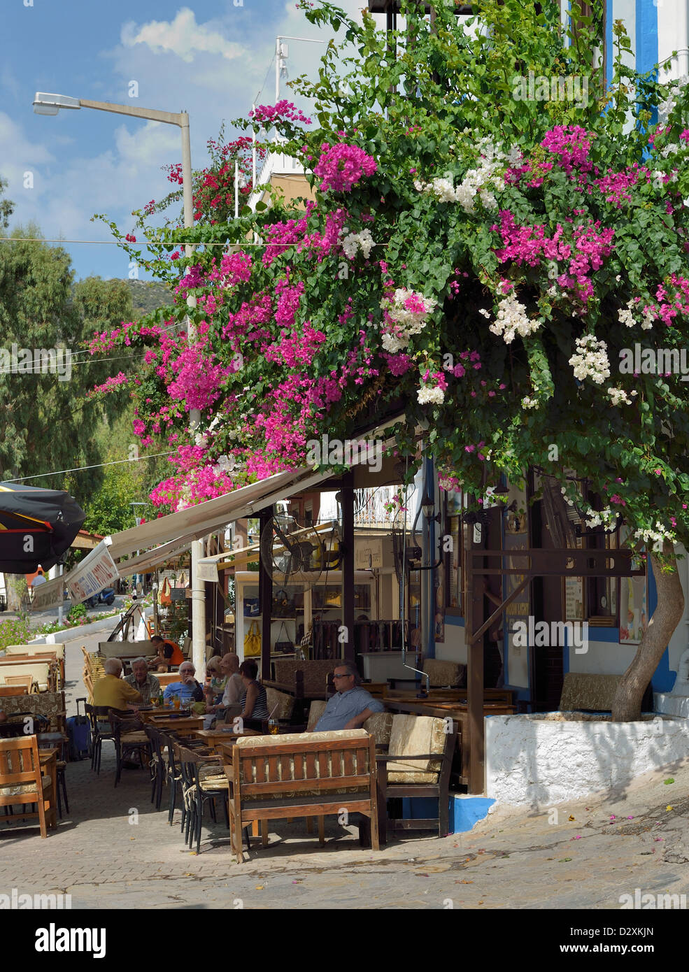 cafe restaurant Kalkan Turkey coastal holiday town Stock Photo Alamy