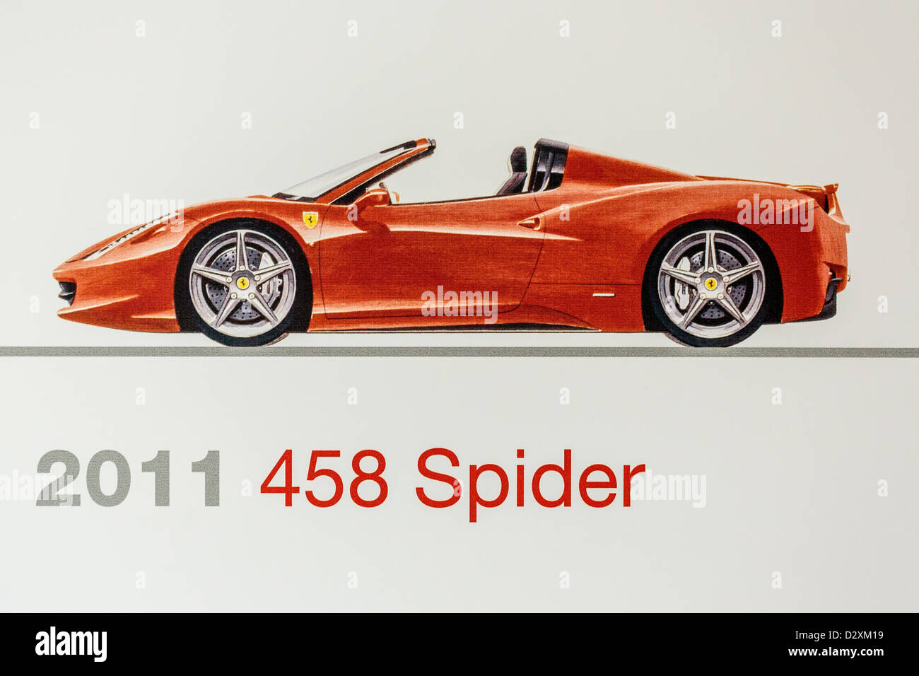 Graphic representation of a 2011 Ferrari 458 Spider, Ferrari Museum, Maranello, Italy Stock Photo