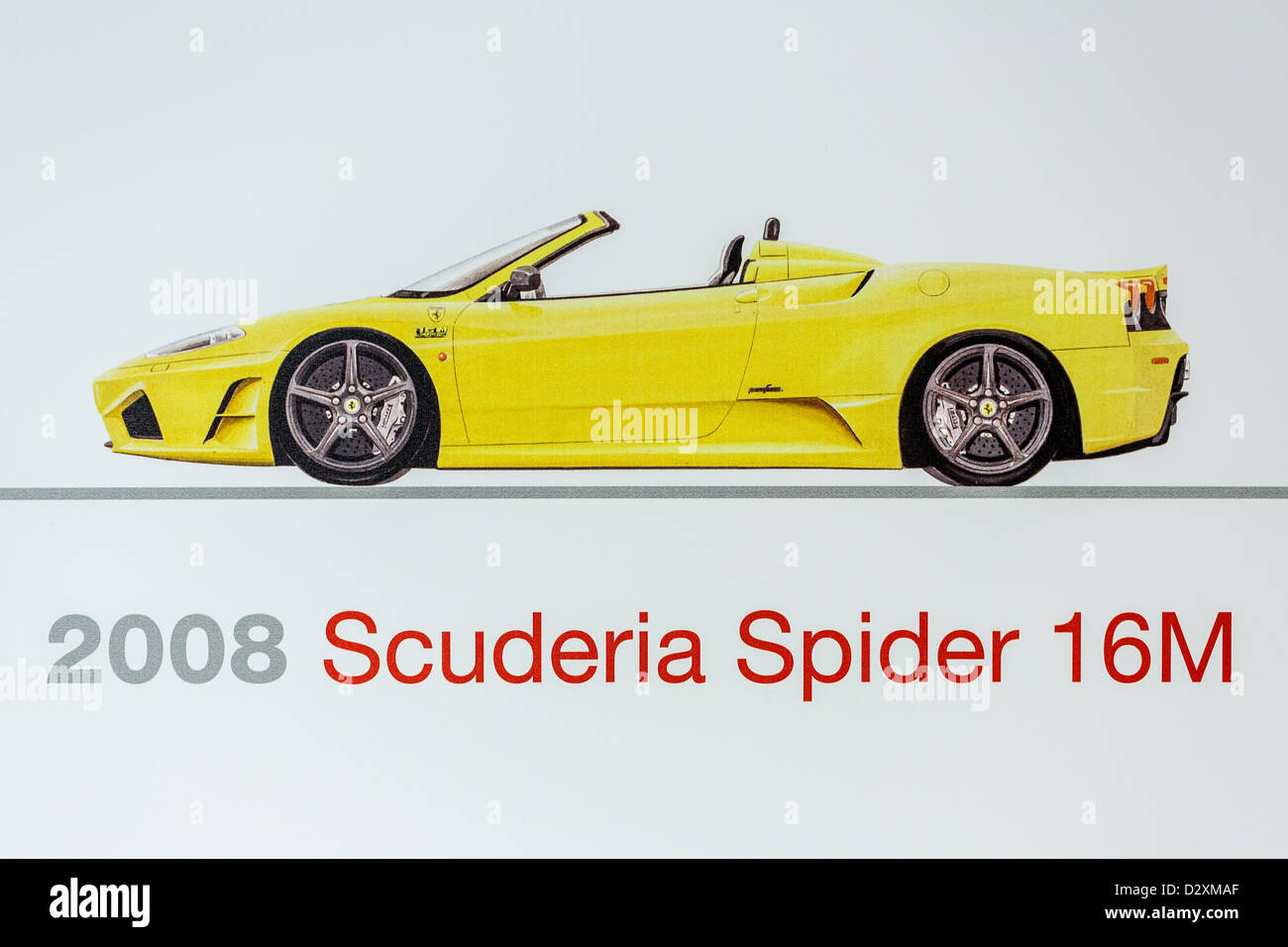 Graphic representation of a 2008 Ferrari Scuderia Spider 16M, Ferrari Museum, Maranello, Italy Stock Photo
