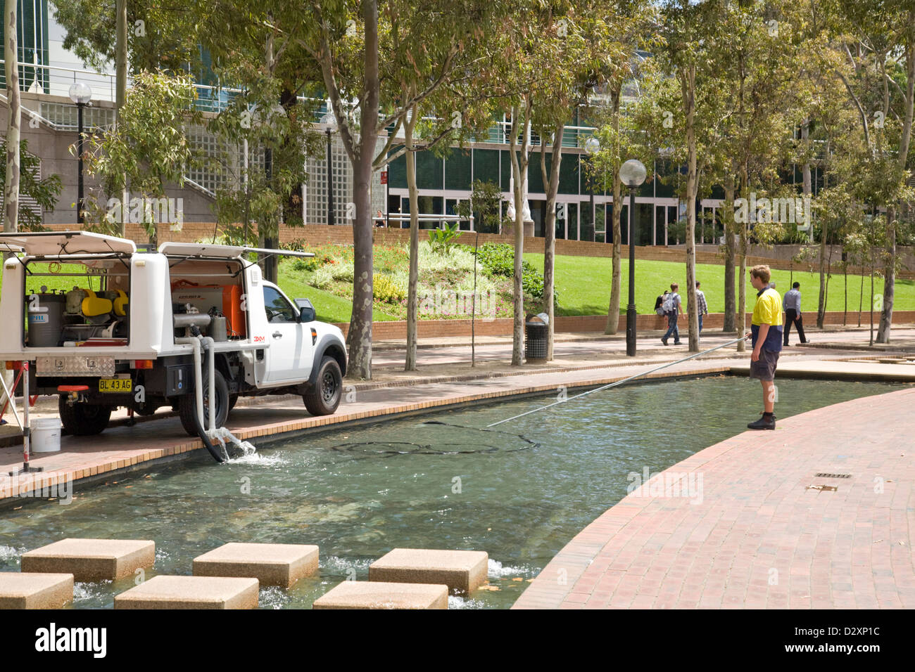 cleaning the water in darling harbour,sydney,australia Stock Photo Alamy