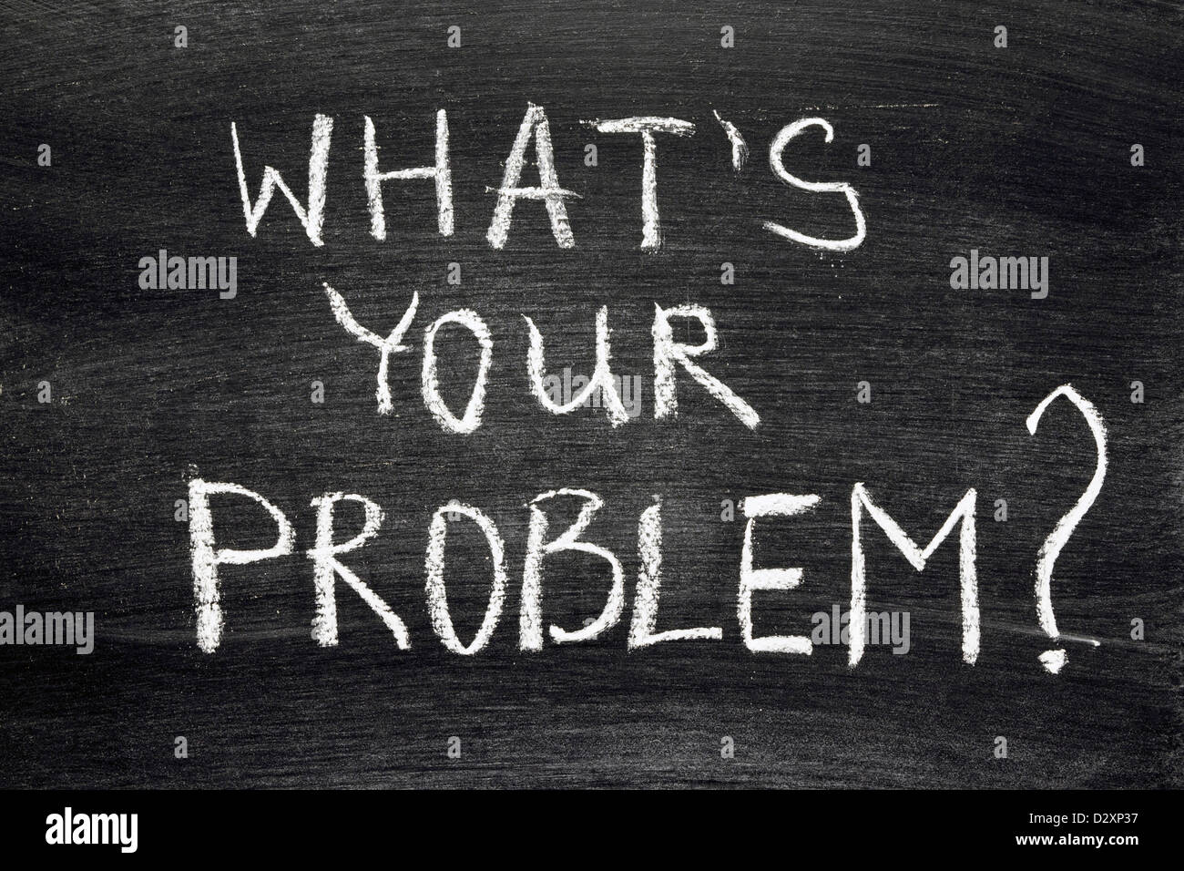 what's your problem question? handwritten on school blackboard Stock Photo