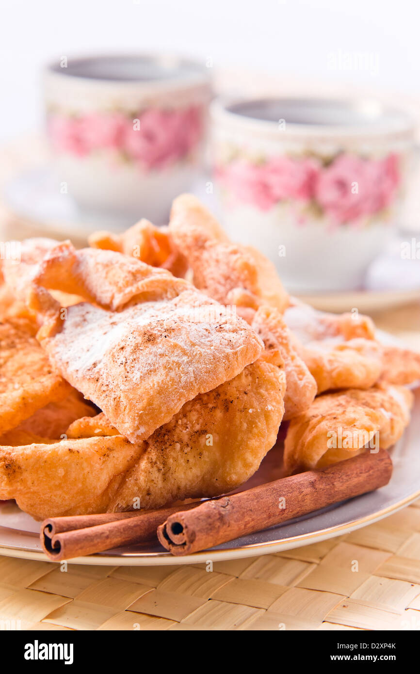 deep fried pastry with sugar and cinnamon Stock Photo Alamy