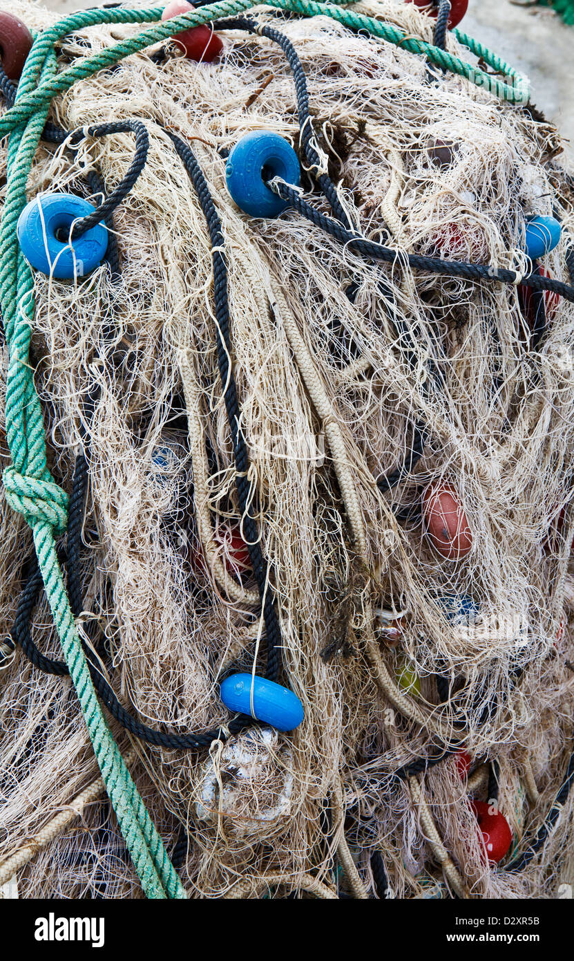 background texture fishing net ropes and buoy in a port Stock Photo - Alamy