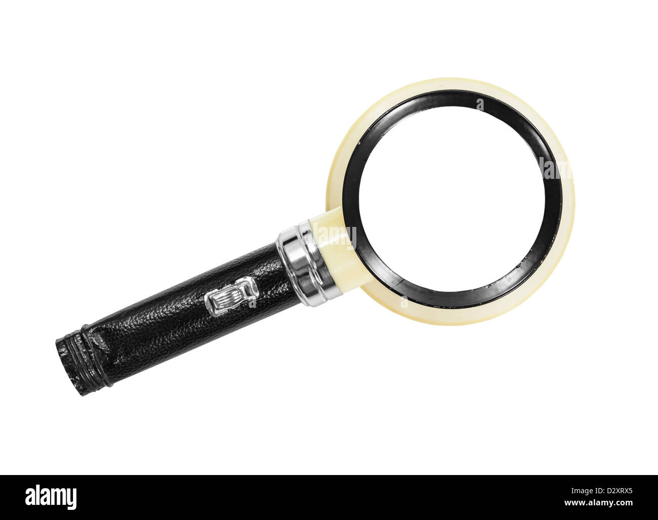 Vintage magnifying glass isolated with clipping path. Stock Photo