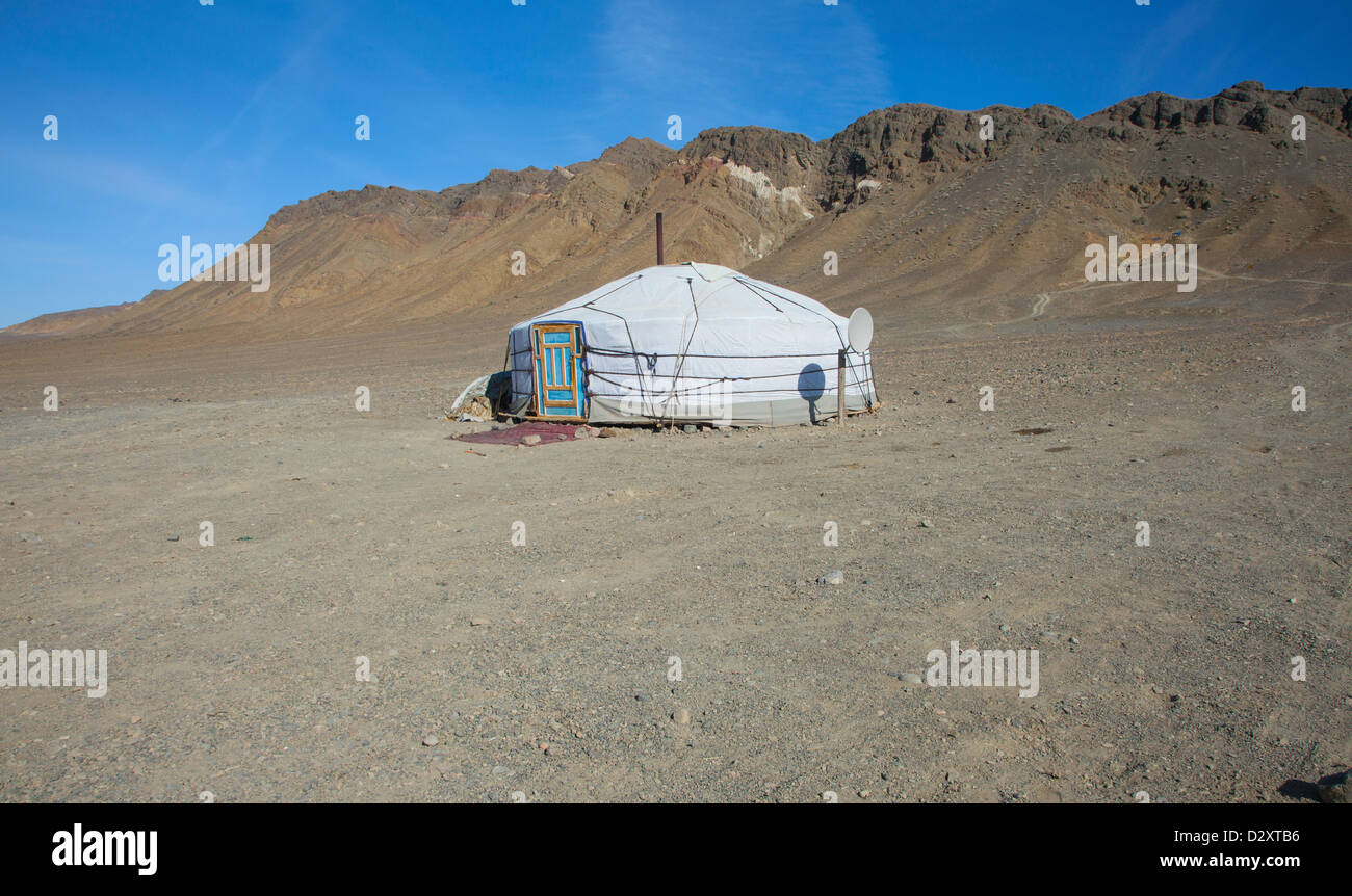 traditional dwelling of Mongolian nomadic yurt, a safe haven in a harsh climate Stock Photo