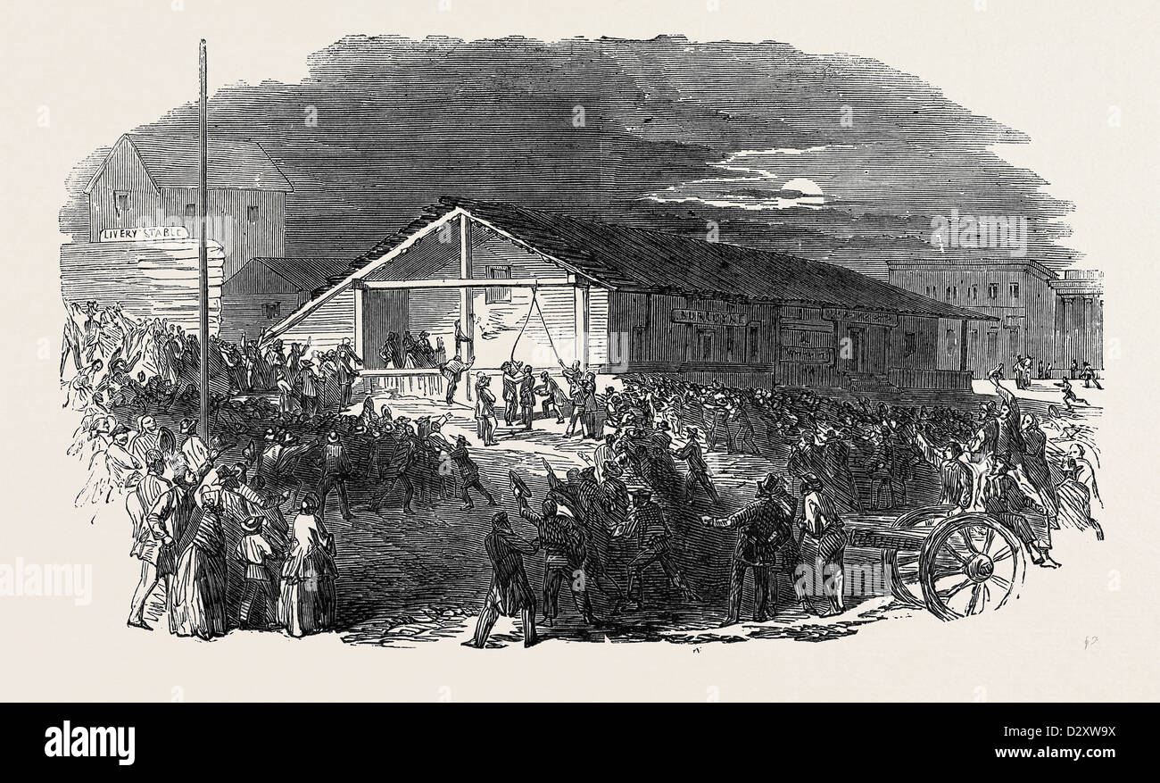 LYNCH LAW IN CALIFORNIA, SCENE OF THE FIRST EXECUTION IN SAN FRANCISCO, ON JUNE 10 Stock Photo