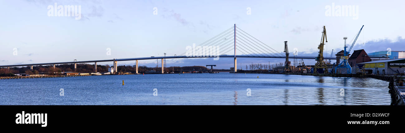 Rugen Bridge across the Strelasund Sound, Hanseatic City of Stralsund, Germany. Stock Photo