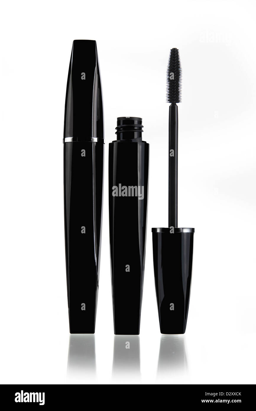 Pack of eyelashes brush mask isolated on white background Stock Photo