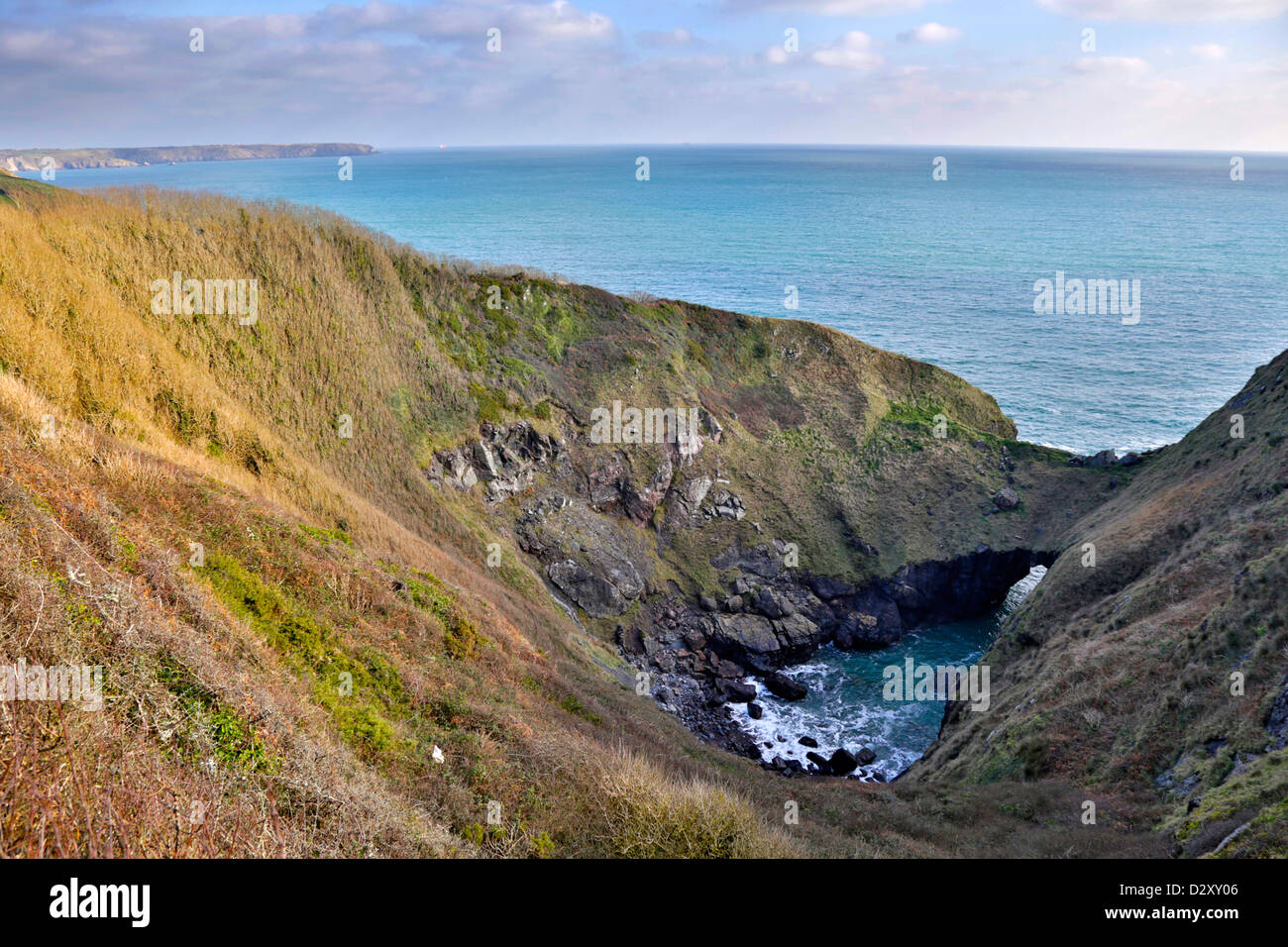Devil's Frying Pan; Blow Hole; Cadgwith; Lizard; Cornwall; UK Stock Photo