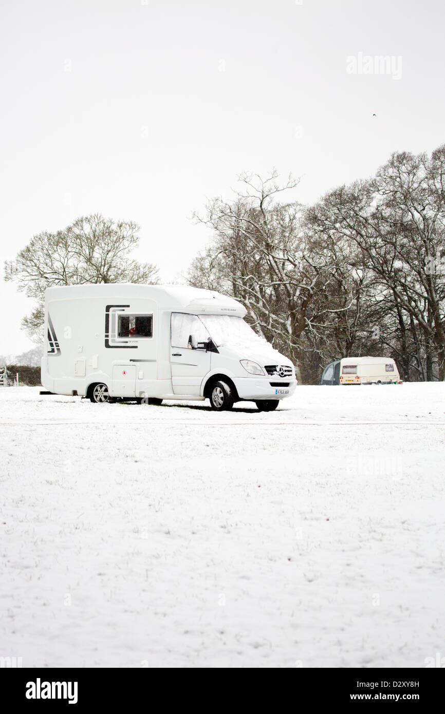 Camper Van in Snow; Devon; UK Stock Photo Alamy
