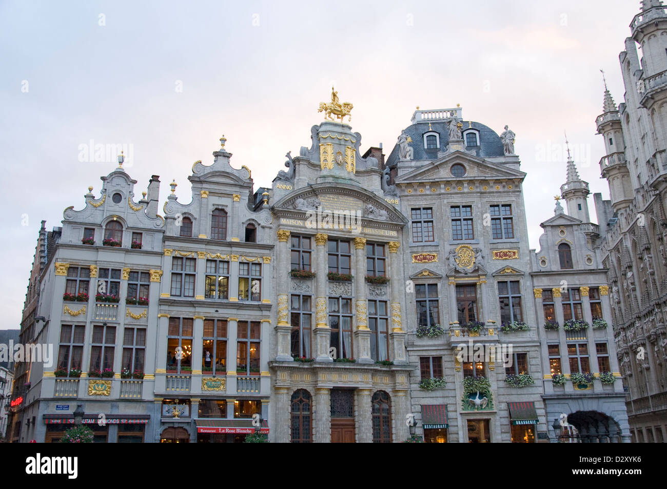 Architectural facades in Grand Place Brussels Belgium Stock Photo