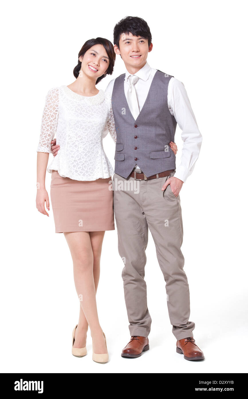Side view portrait two young Cut Out Stock Images & Pictures - Alamy