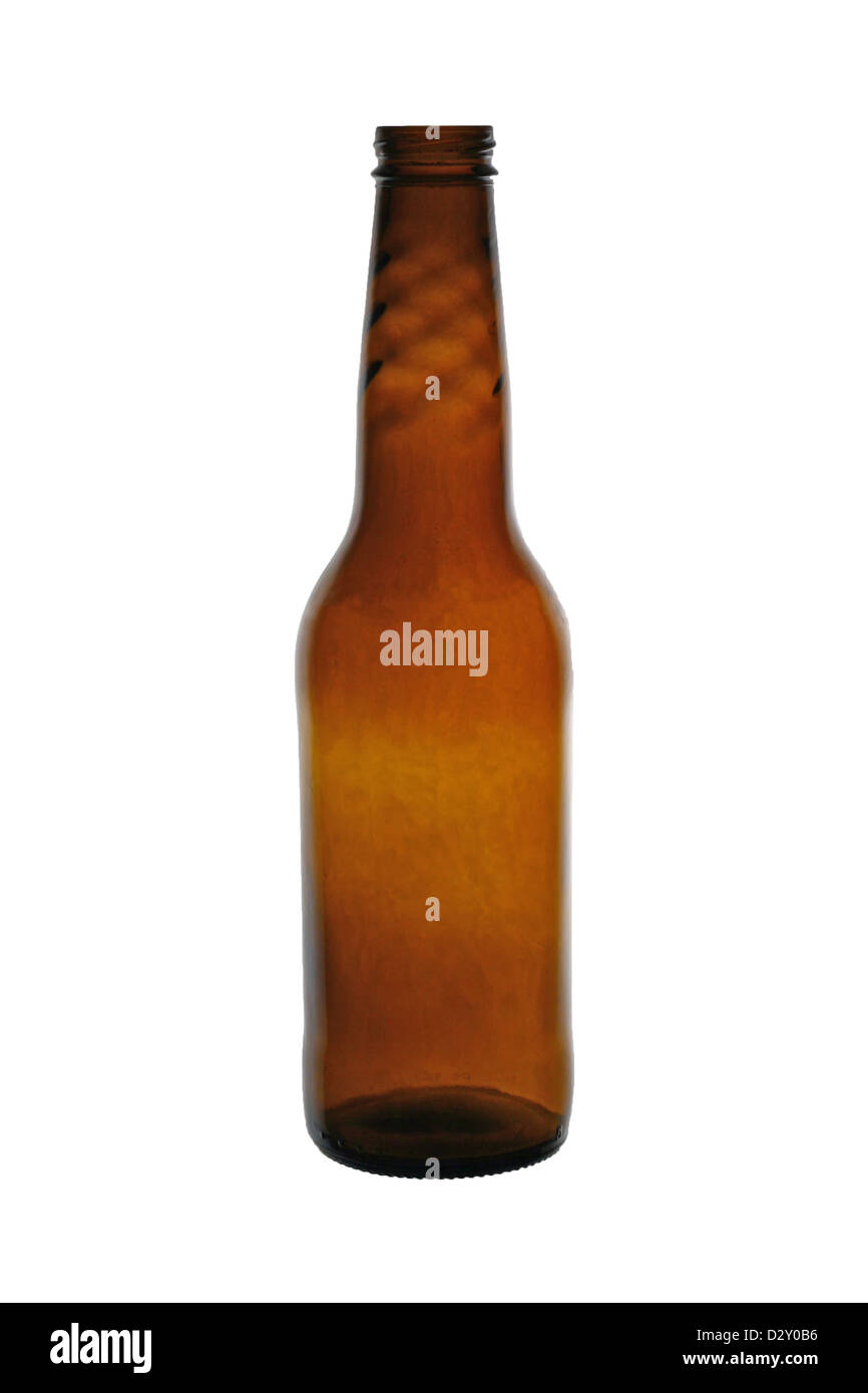 Backlit, unlabeled brown beer bottle Stock Photo Alamy