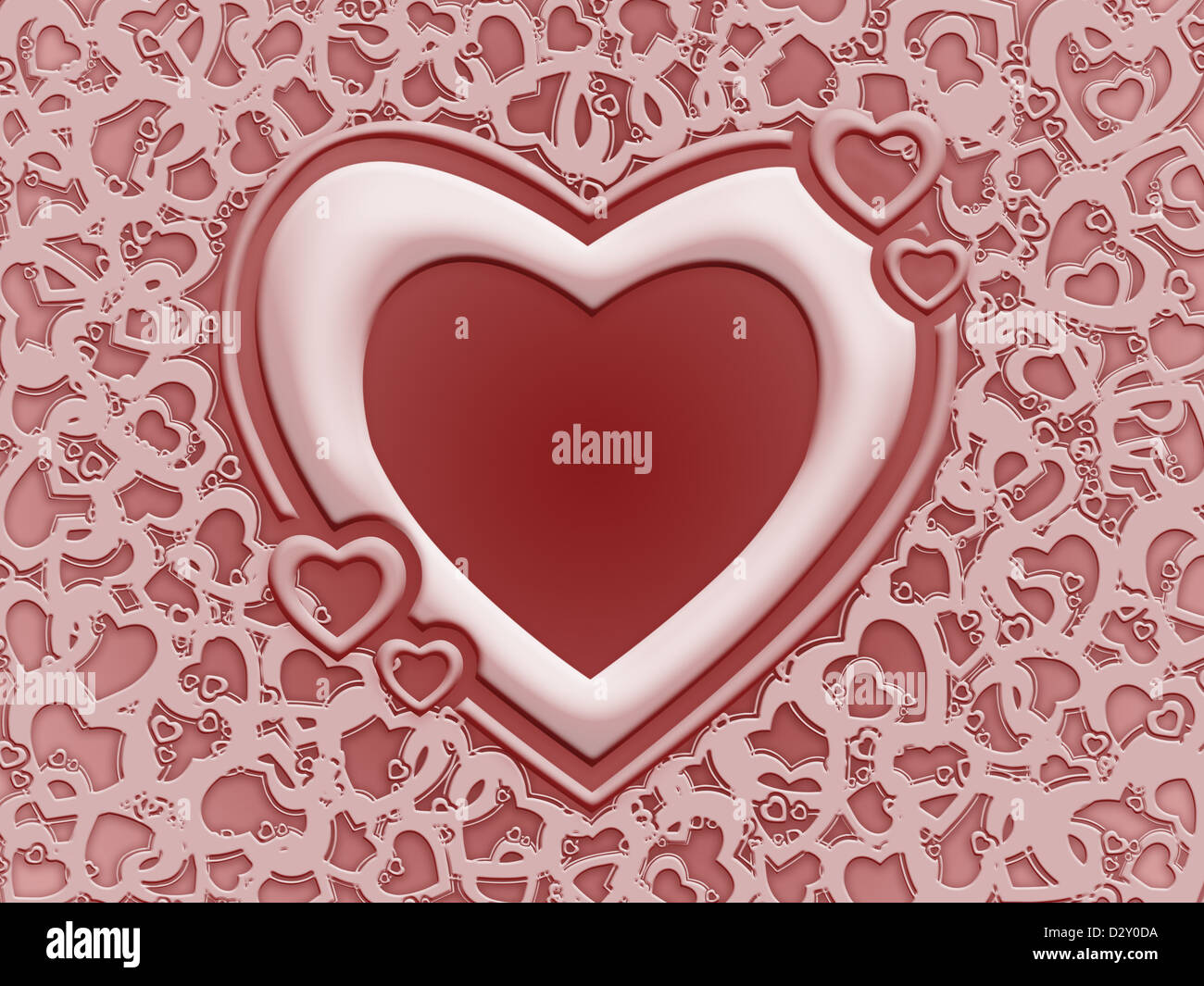 Background made of many heart shapes with one big heart in the center Stock Photo