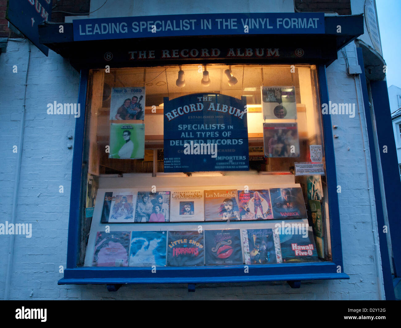 The front of The Record Album, a record store in Brighton Stock Photo