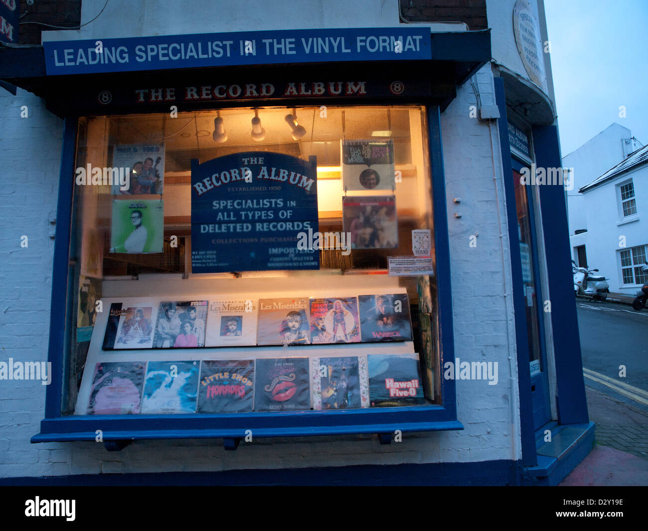 The front of The Record Album, a record store in Brighton Stock Photo
