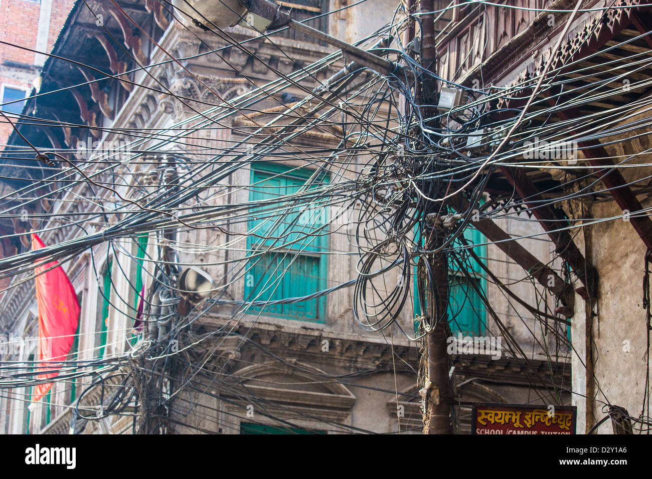 Power lines in Kathmandu, Thamel, Nepal Stock Photo: 53454190 - Alamy