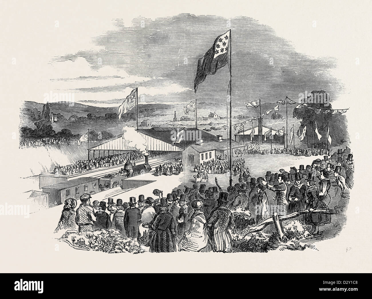 OPENING OF THE SOUTH WALES RAILWAY, THE CARMARTHEN STATION, 1852 Stock Photo