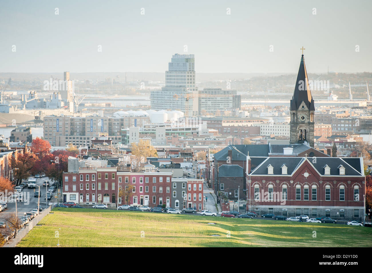 Baltimore urban landscape and Johns Hopkins  Stock Photo