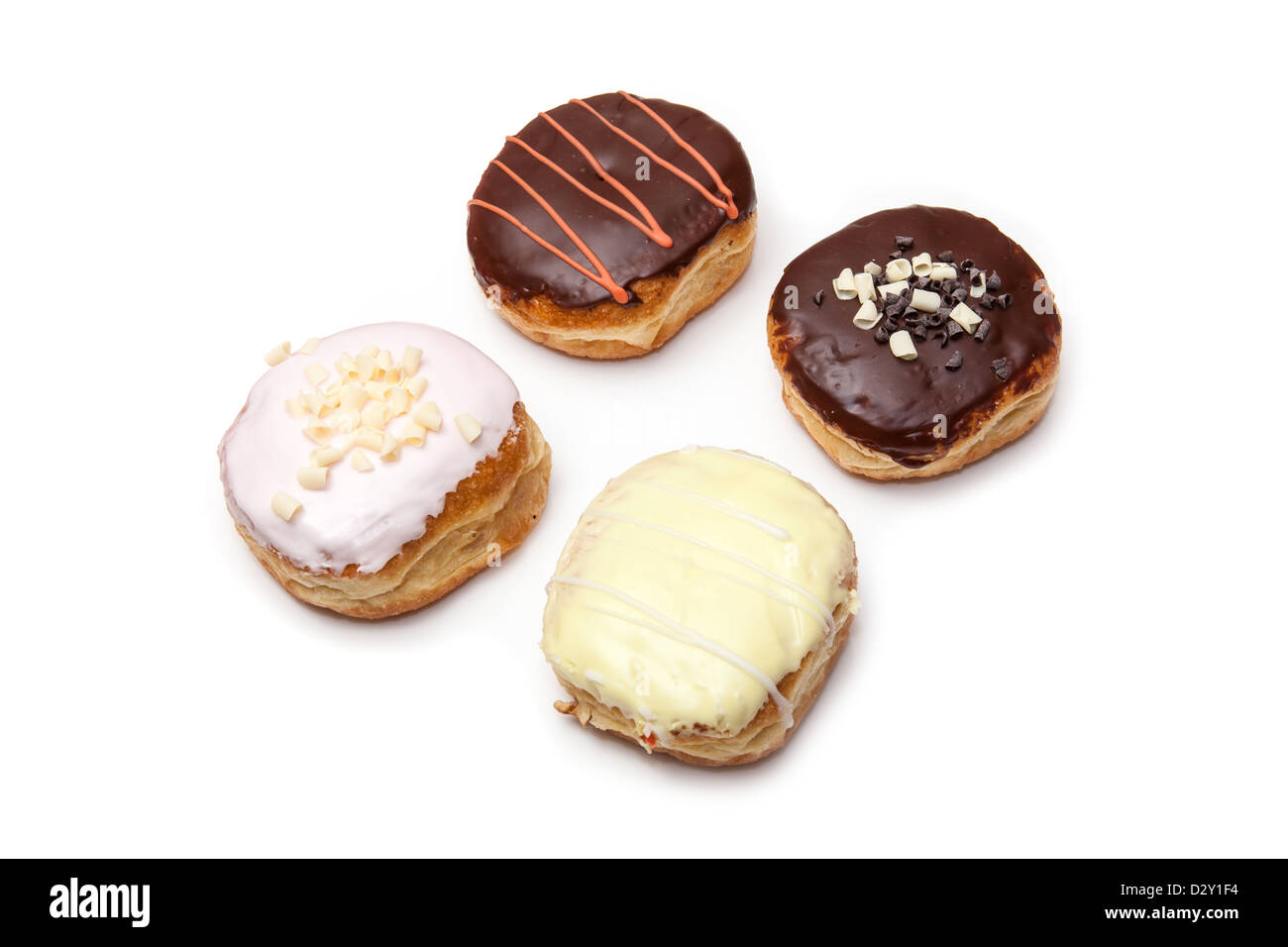 Iced donuts isolated on a white studio background Stock Photo - Alamy