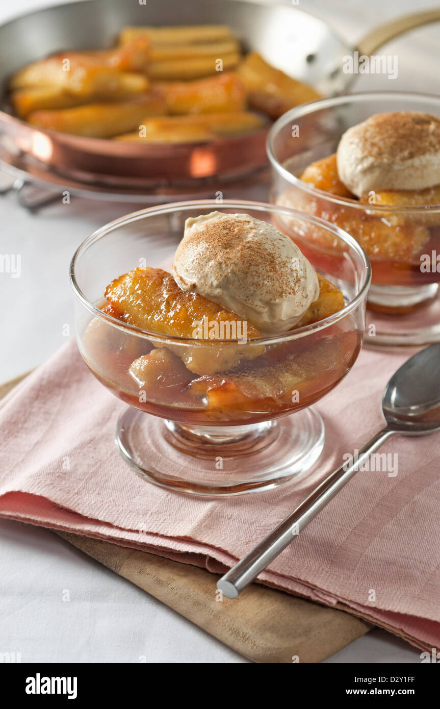 Bananas Foster With Ice Cream American Dessert Stock Photo - Alamy