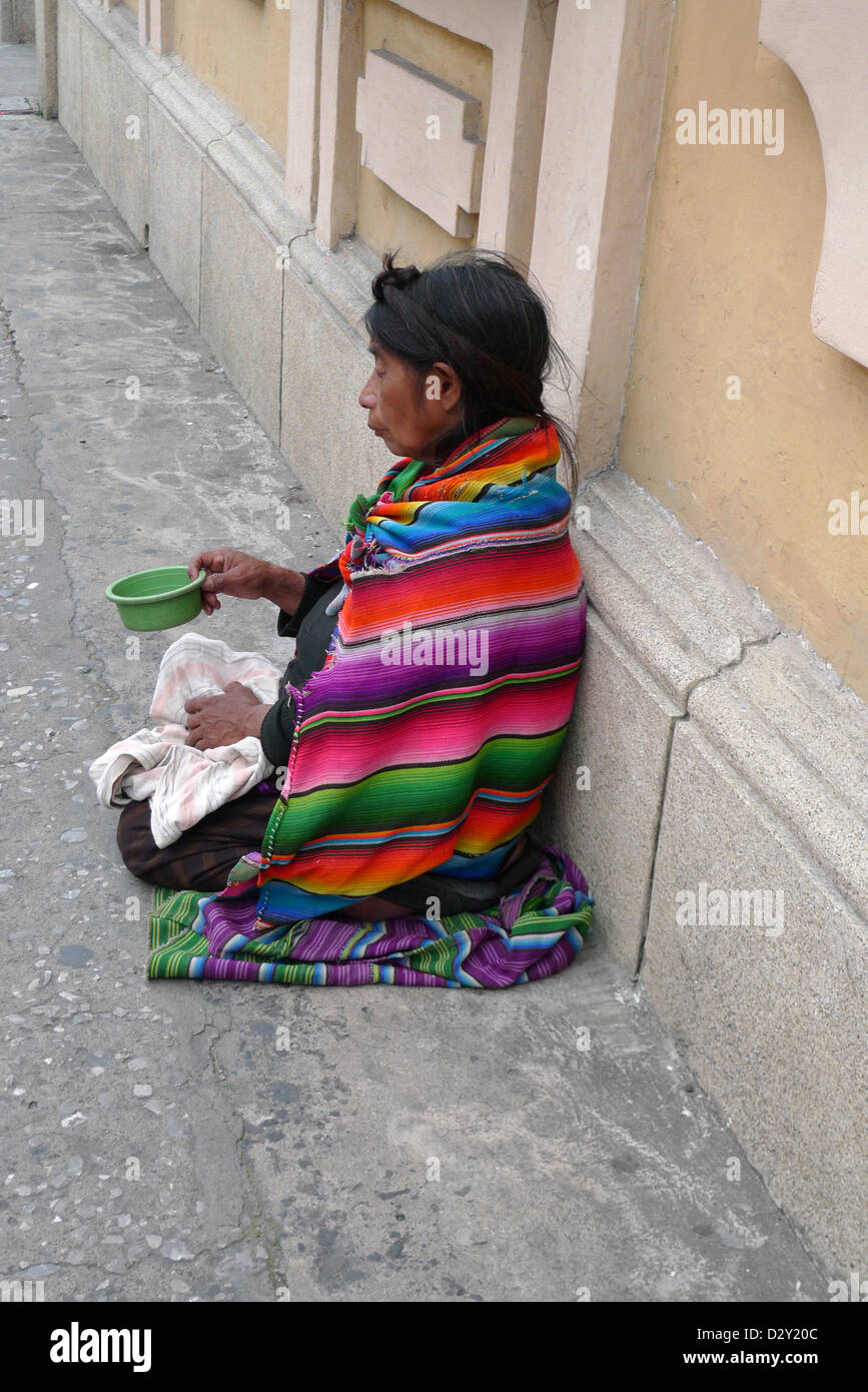 woman female begging guatemala city latin america central tribal indigenous mayan 20121114 2012 dearth debt Stock Photo