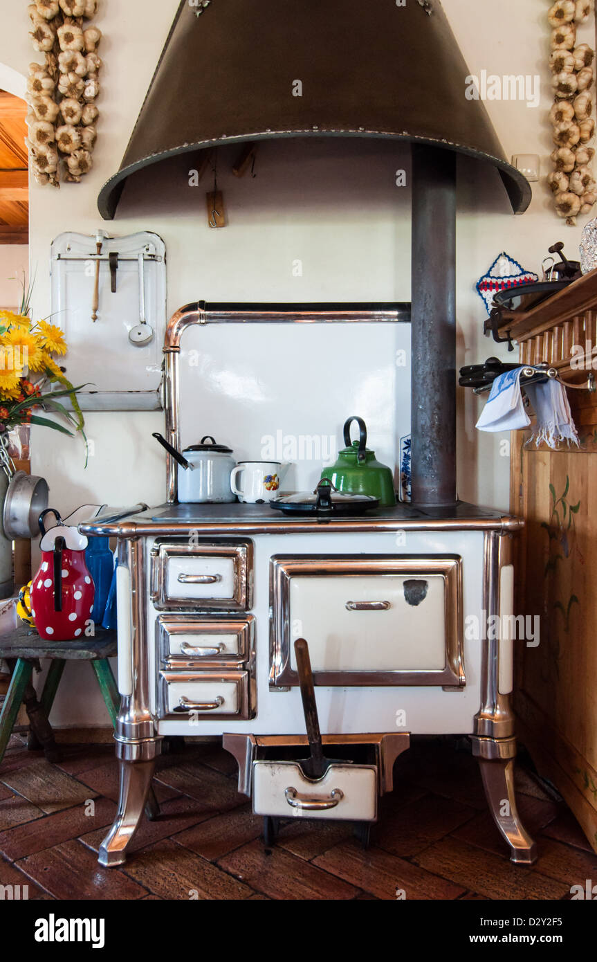 An old, obsolete, rural kitchen in Upper Lusatian House Stock Photo