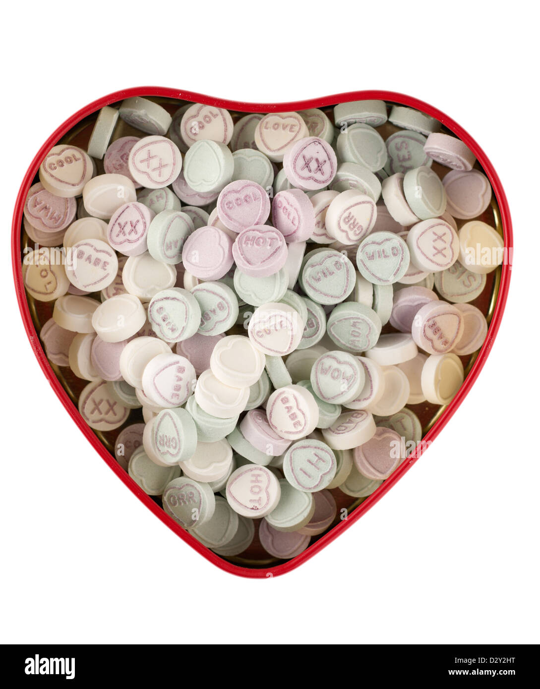 Tin of Mini Love Hearts Stock Photo