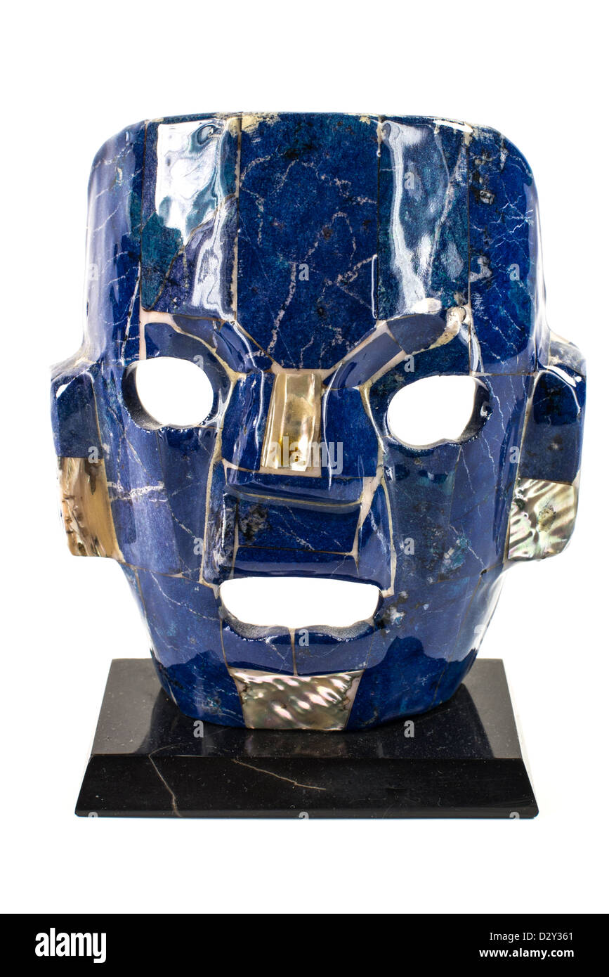 A touristy blue stone mask picked up from a tourist area in South America Stock Photo
