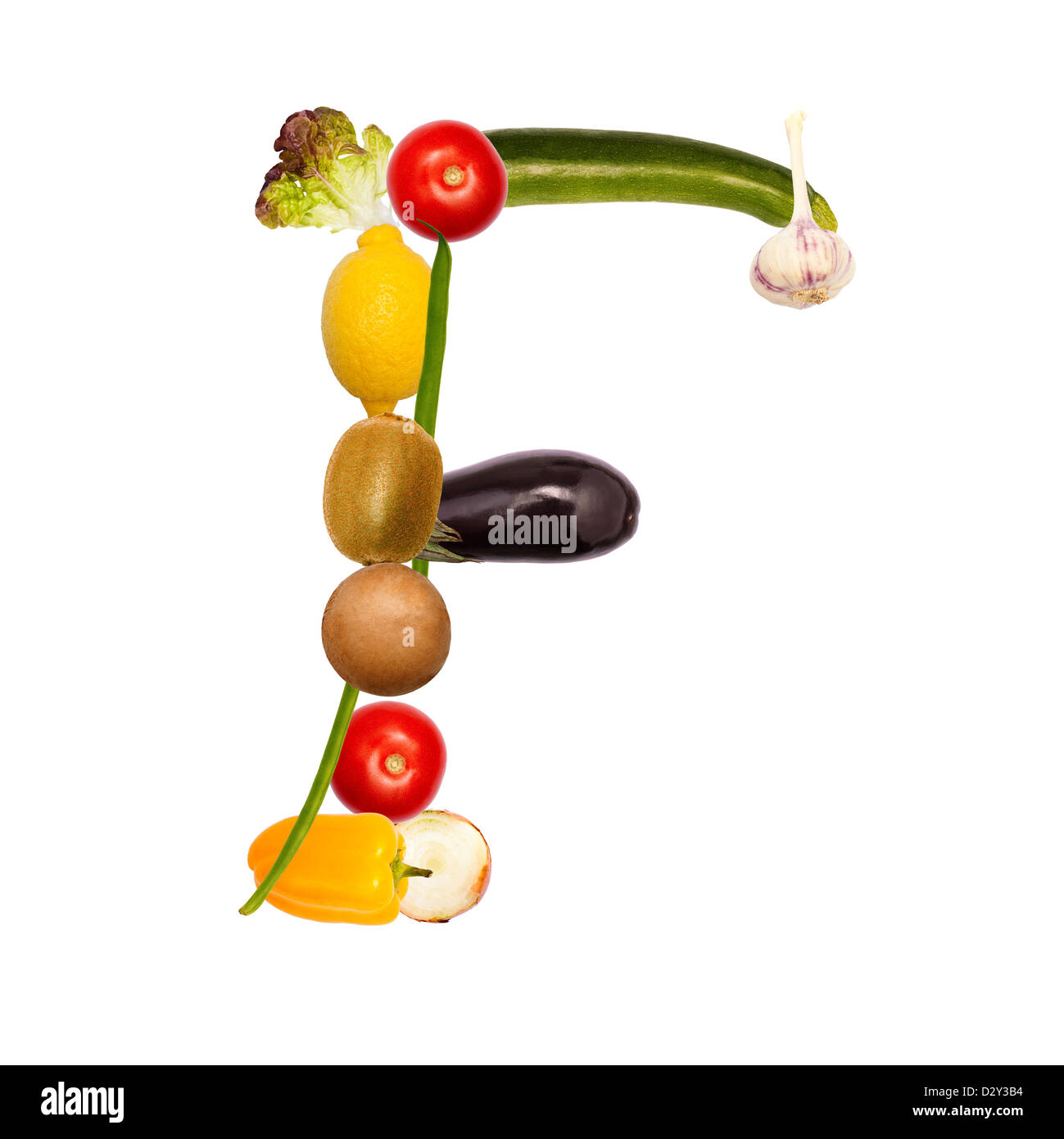 The Letter F Builded With Various Fruits And Vegetables Complete Font Available Stock Photo Alamy