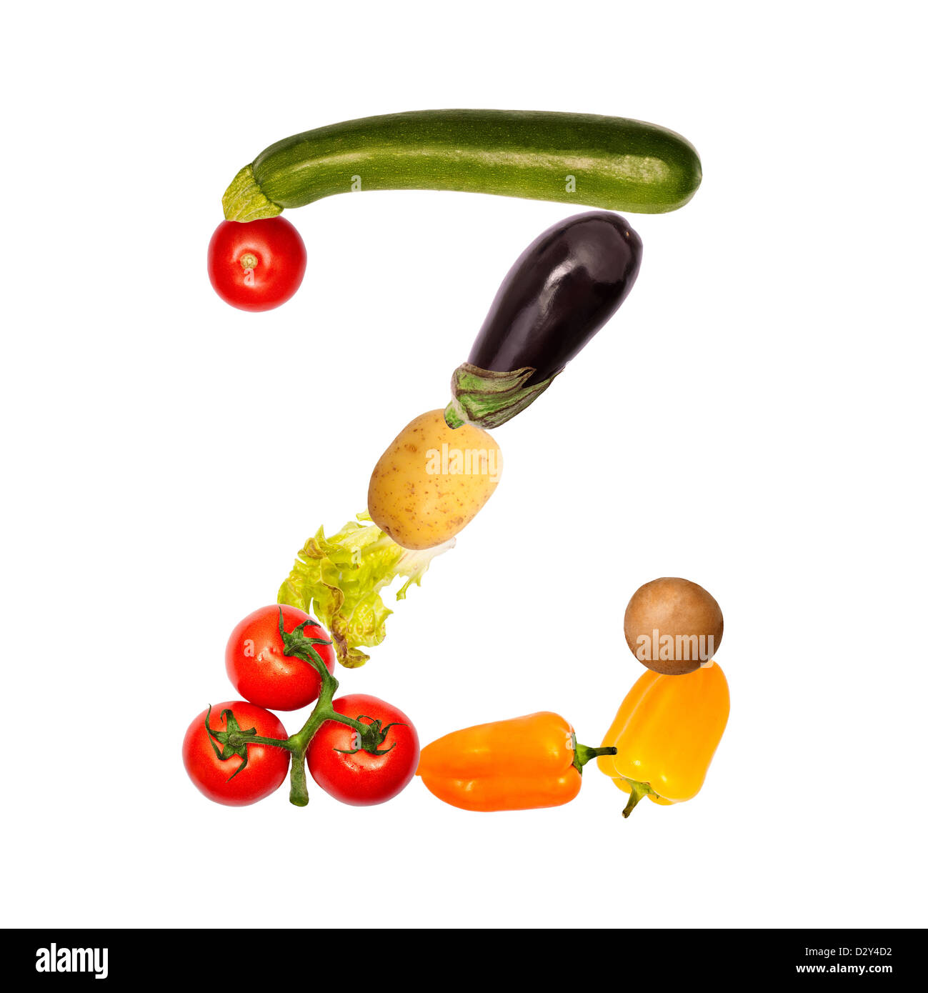 The letter z, builded with various fruits and vegetables, complete font available Stock Photo