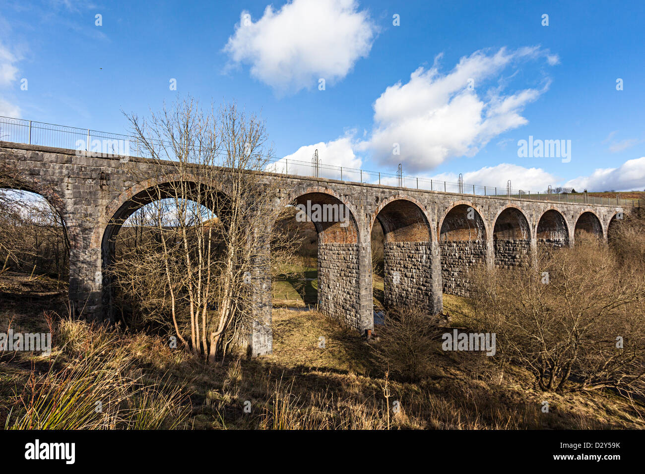 Blaen-y-Cwm Viaduct grade II listed monument aka Nant-y-Bwch Nine Arches near Tredegar Wales UK Stock Photo
