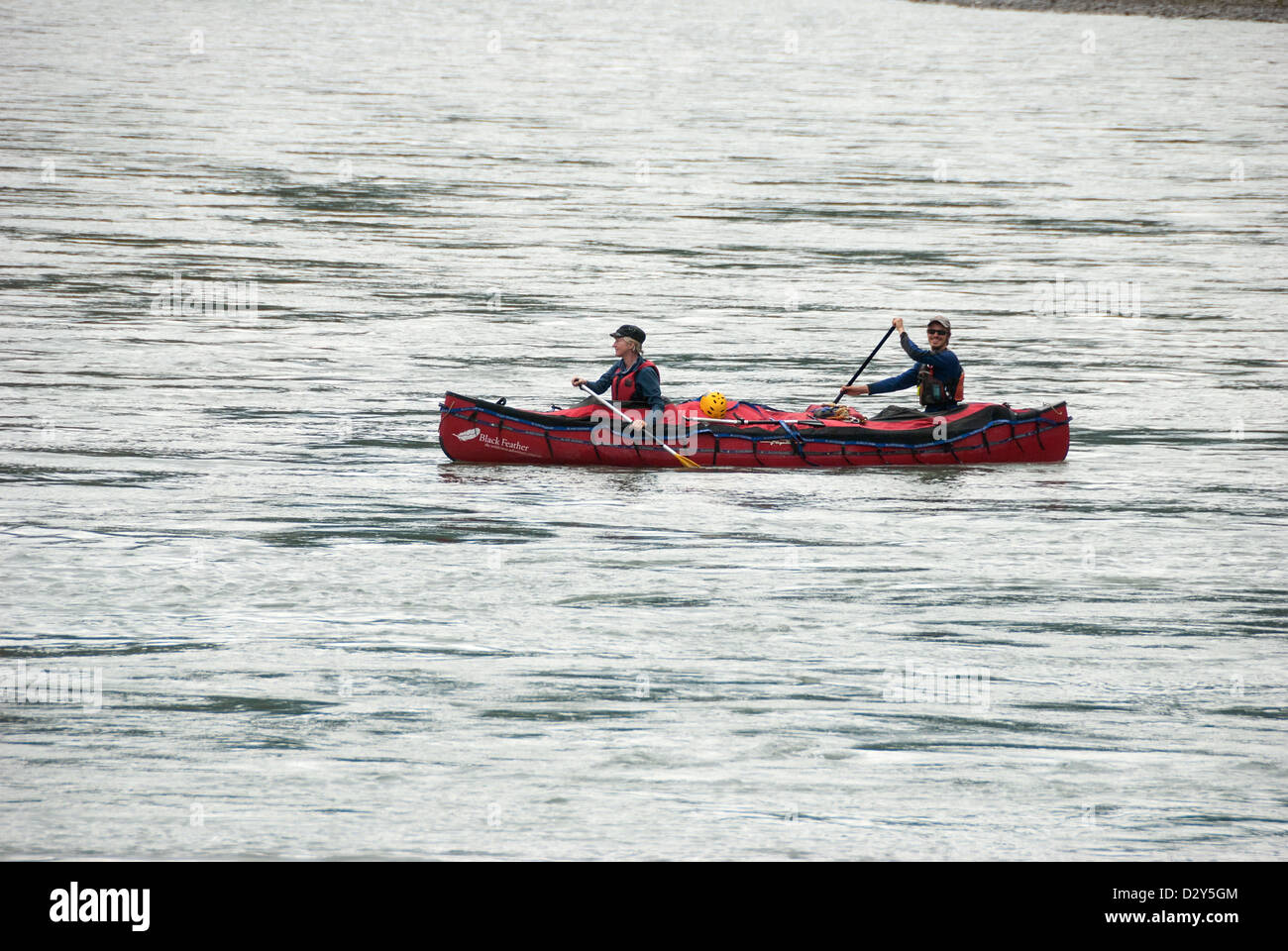 Canoeing on the Nahanni River, Northwest Territories, Canada Stock